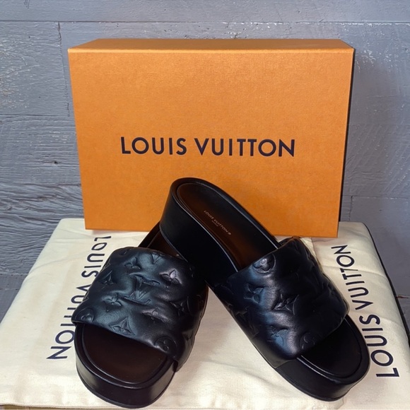LOUIS VUITTON JUMBO PLATFORM MULES SLIDES PILLOW - Picture 7 of 10